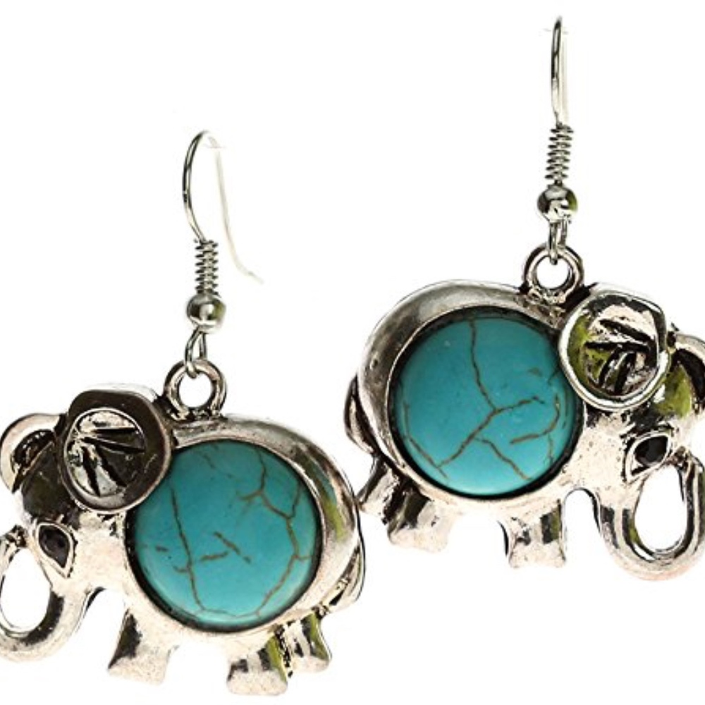 Turquoise Elephant Earrings